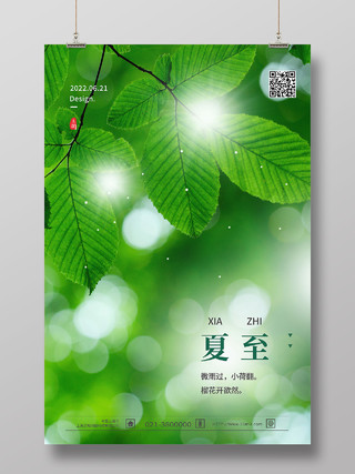 绿色简约夏至二十四节气中国节气传统节气夏至节日海报